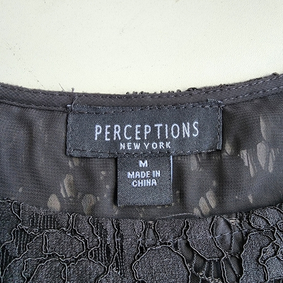 Perceptions New York Dress Lace Black Lace Short Sleeves Womens Stretch Sz M - Picture 9 of 14